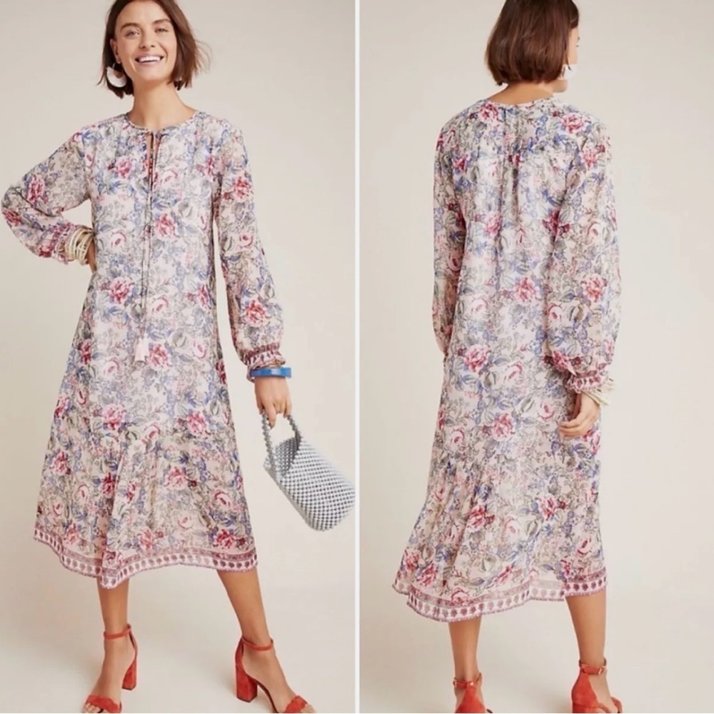 NWT Anthropologie RAGA Ramona Midi Dress Victoria Size XS Pink Floral Boho